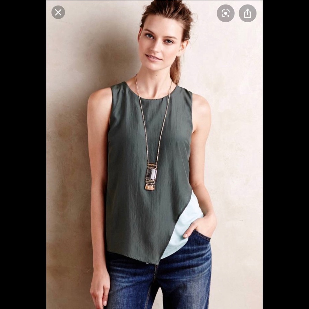 ⭐️ANTHROPOLOGIE BORDEAUX sleeveless top moss green